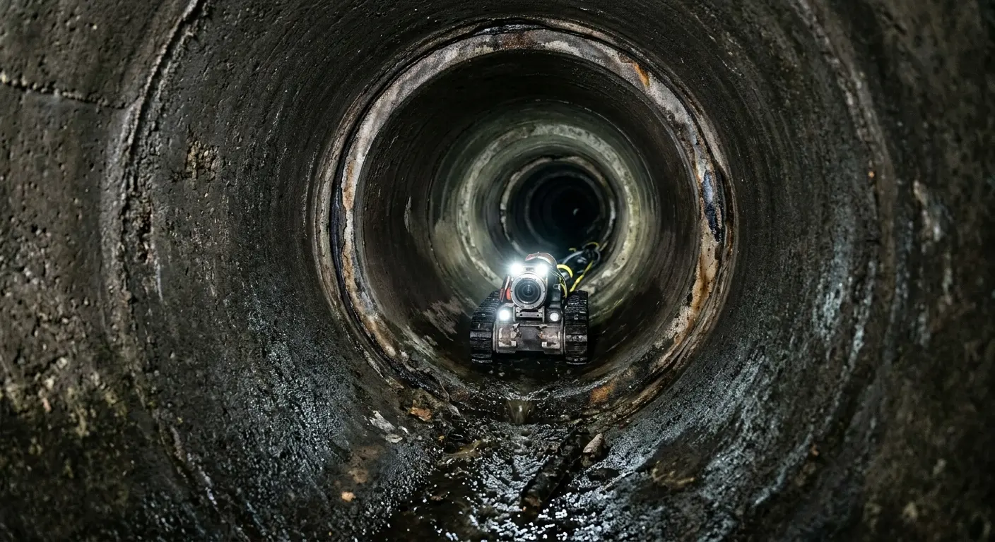 Robotic sewer camera inspecting pipe interior for Sewer Line Cleaning in Mountain Brook